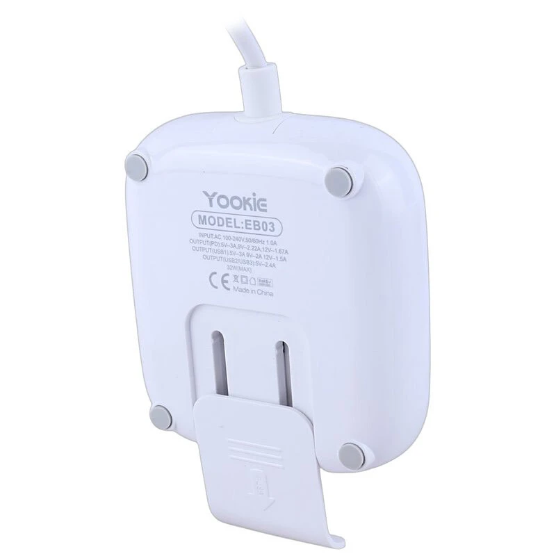 چند راهی 2 خانه یوکی EB03 با کابل 1.4 متری + شارژر USB و Type-C