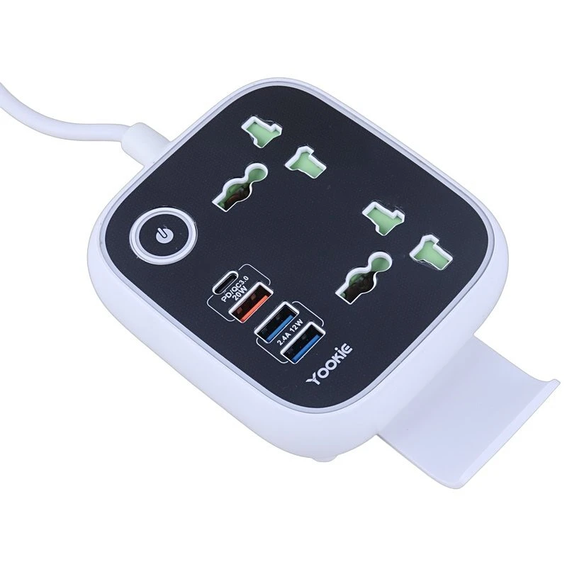 چند راهی 2 خانه یوکی EB03 با کابل 1.4 متری + شارژر USB و Type-C