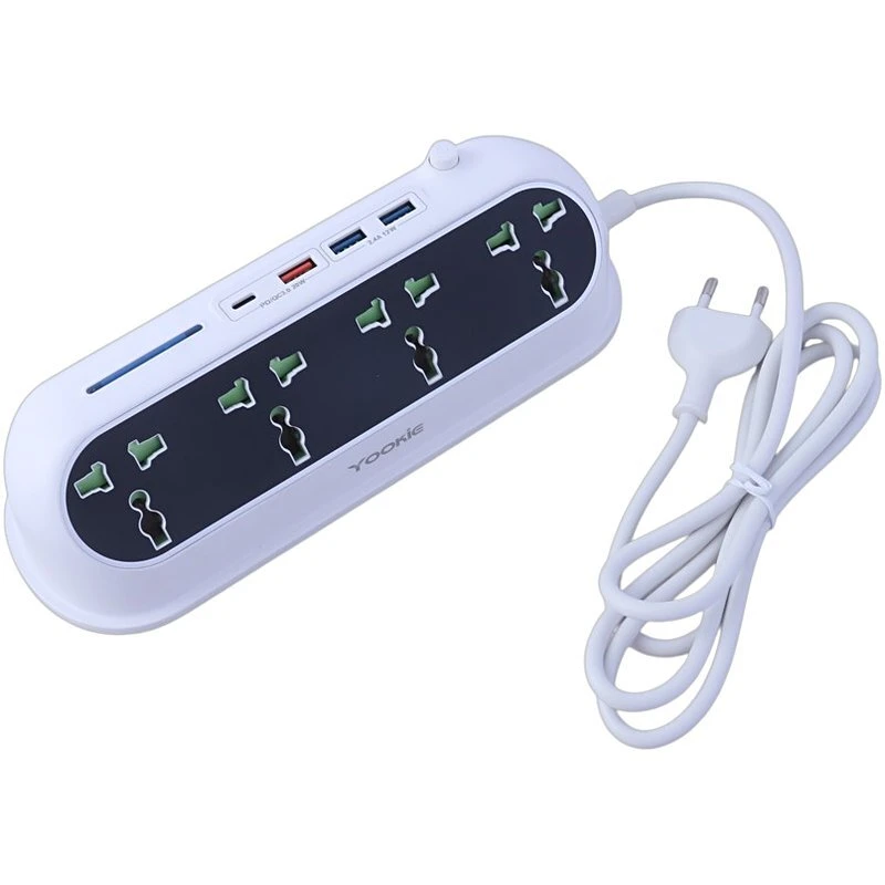 چند راهی 4 خانه یوکی EB02 با کابل 1.4 متری + شارژر USB و Type-C