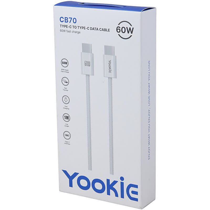 کابل دو سر تایپ سی فست شارژ 60 وات یوکی CB70 طول 1 متر