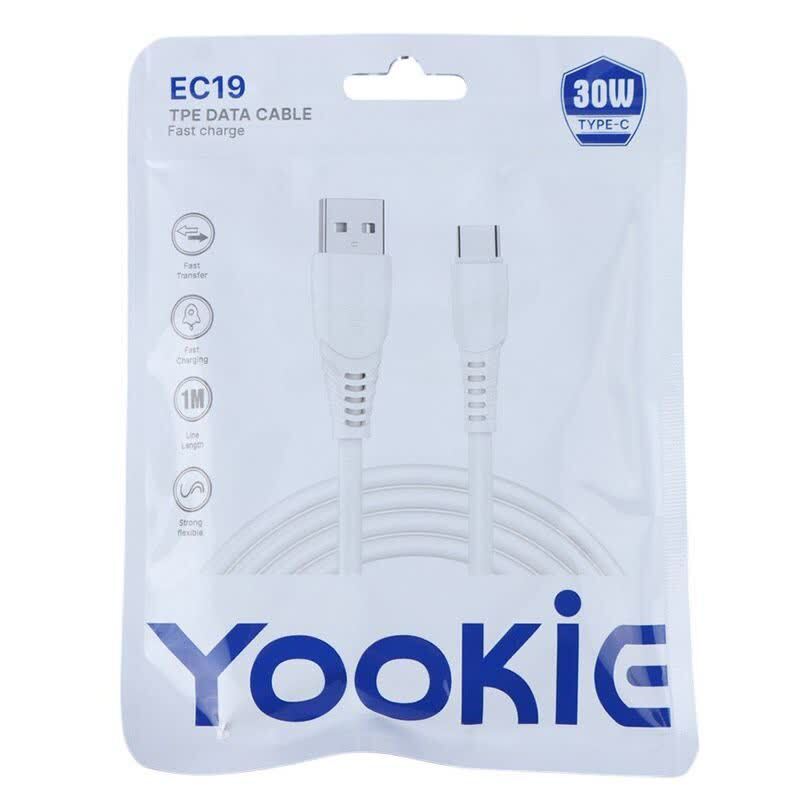 کابل تایپ سی فست شارژ 30 وات یوکی EC19 طول 1 متر