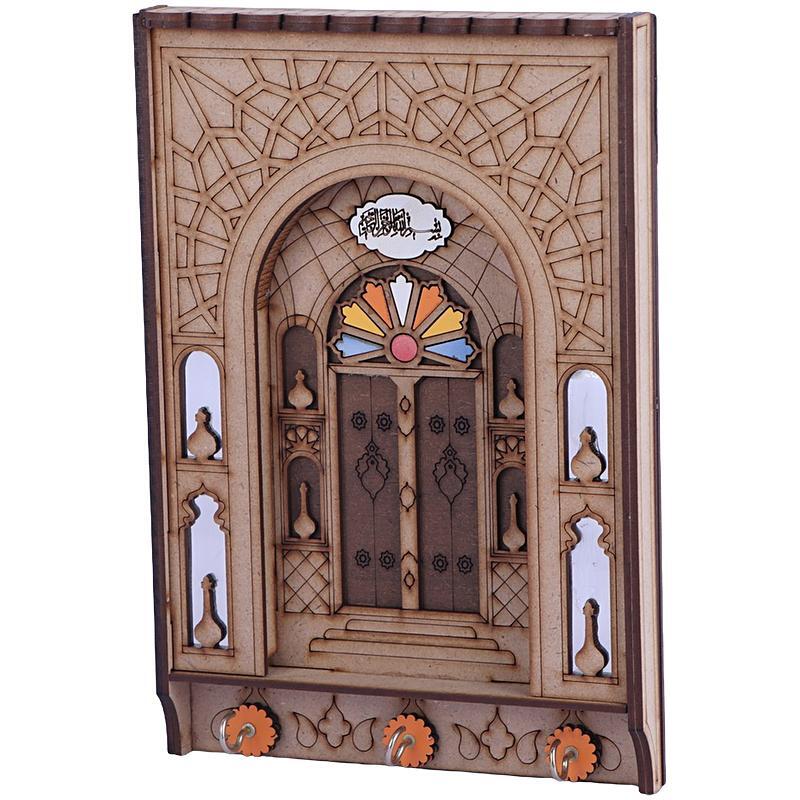 جاکلیدی دیواری چوبی طرح دو درب کد MOZ-02
