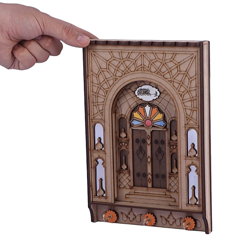 جاکلیدی دیواری چوبی طرح دو درب کد MOZ-02