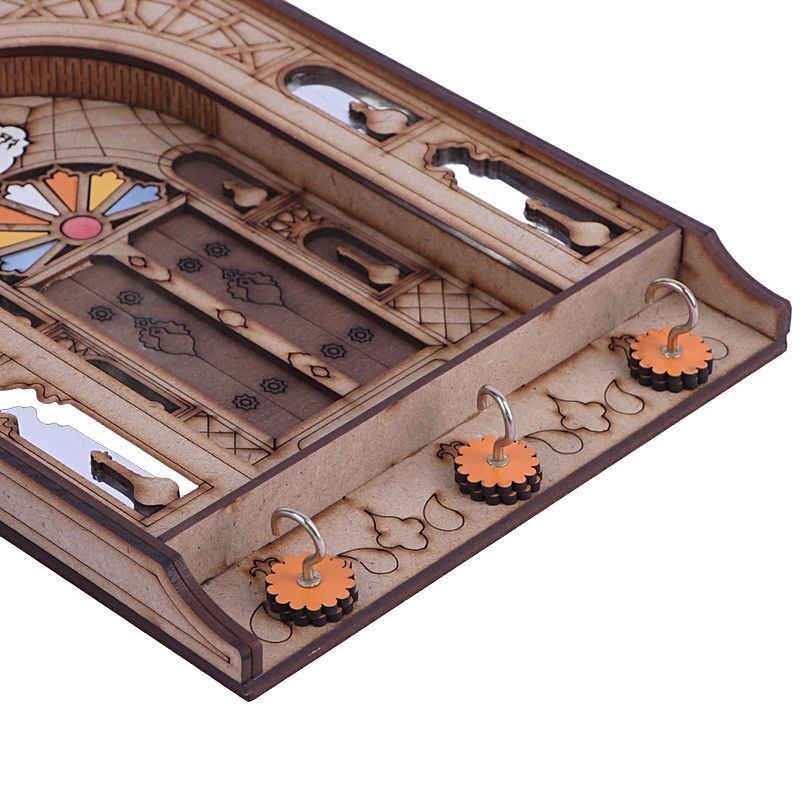 جاکلیدی دیواری چوبی طرح دو درب کد MOZ-02