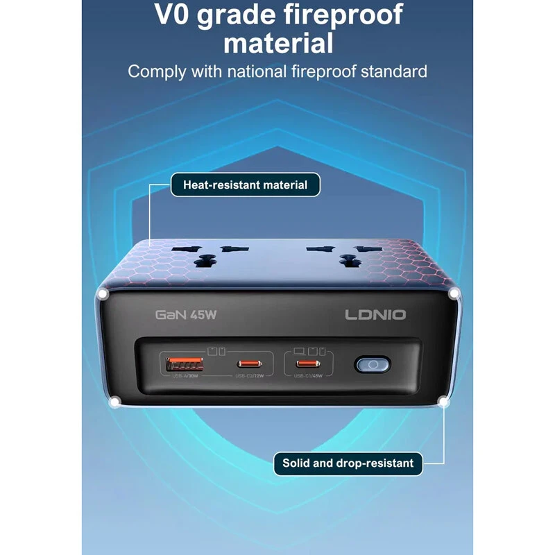 چند راهی 2 خانه الدینیو SC1 با کابل 2 متری + شارژر USB و Type-C