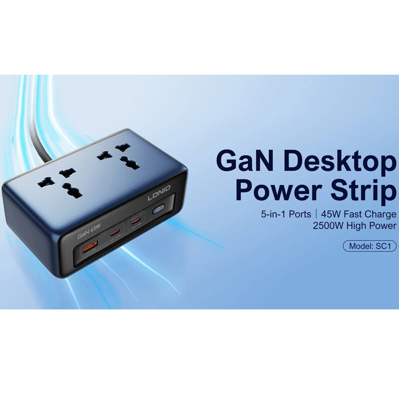چند راهی 2 خانه الدینیو SC1 با کابل 2 متری + شارژر USB و Type-C