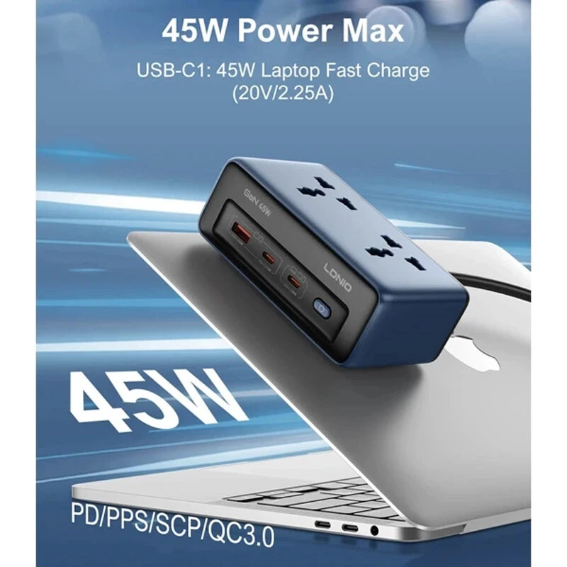 چند راهی 2 خانه الدینیو SC1 با کابل 2 متری + شارژر USB و Type-C