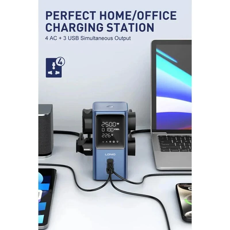 چند راهی 4 خانه الدینیو SC2 با کابل 2 متری + شارژر USB و Type-C