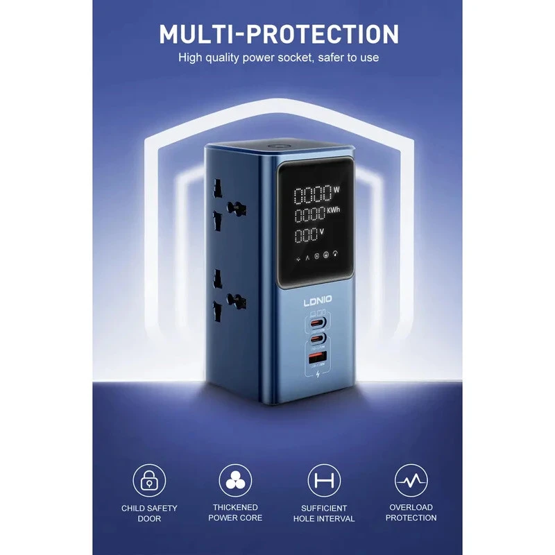 چند راهی 4 خانه الدینیو SC2 با کابل 2 متری + شارژر USB و Type-C