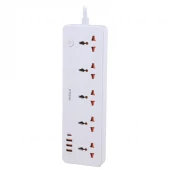 چند راهی 5 خانه هیسکا CH-5517UK با کابل 2 متری + شارژر USB و Type-C