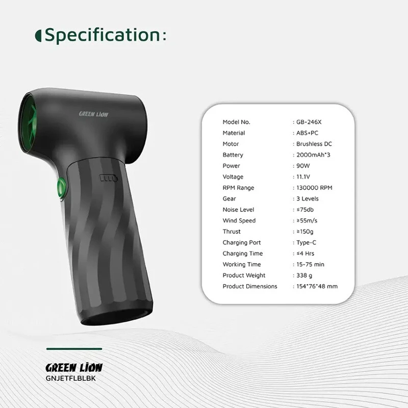 جت فن شارژی 90 وات گرین لاین JETFLOW GB-246X GNJETFLBLBK