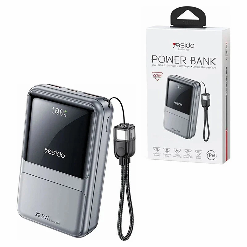 پاور بانک فست شارژ یسیدو YP96 PD 22.5W ظرفیت 10000 میلی آمپر ساعت