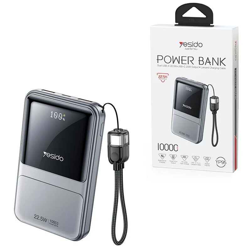 پاور بانک فست شارژ یسیدو YP95 QC PD 22.5W ظرفیت 10000 میلی آمپر ساعت
