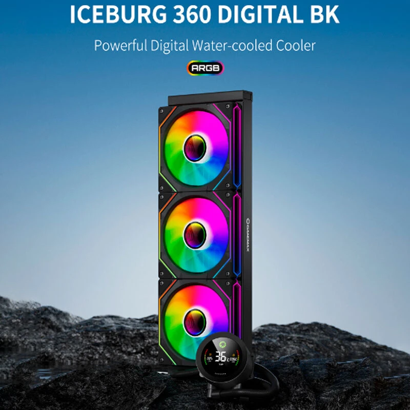 خنک کننده مایع پردازنده گیم مکس IceBurg 360 Digital BK