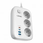 چند راهی 3 خانه ارت دار الدینیو SE2 با کابل 2 متری + شارژر USB و Type-C
