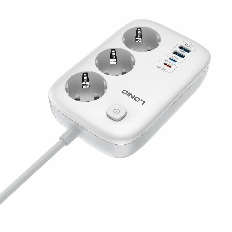 چند راهی 3 خانه ارت دار الدینیو SE2 با کابل 2 متری + شارژر USB و Type-C
