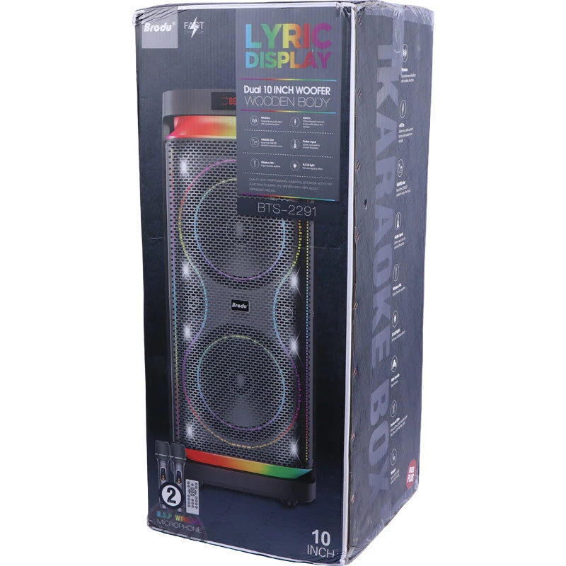 اسپیکر چمدانی بلوتوثی برودو BTS-2291 + میکروفون و ریموت کنترل