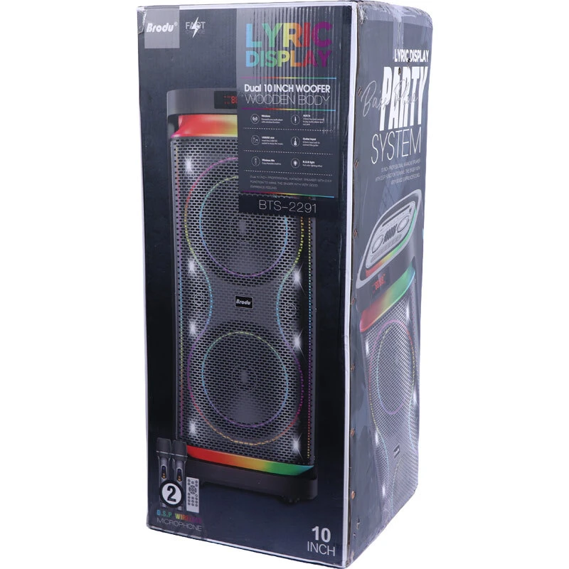 اسپیکر چمدانی بلوتوثی برودو BTS-2291 + میکروفون و ریموت کنترل