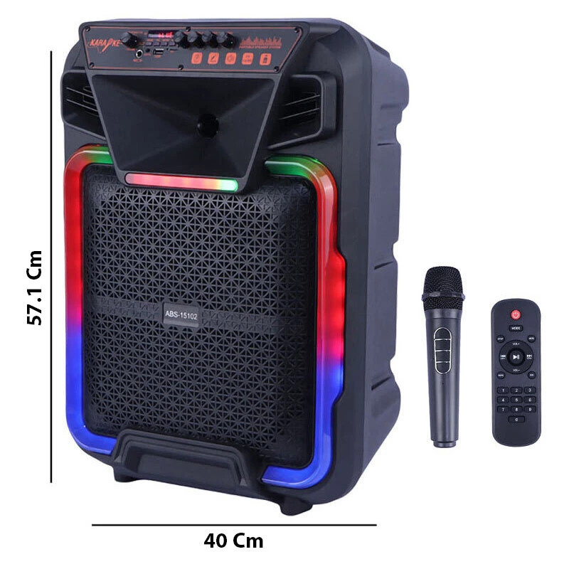 اسپیکر چمدانی بلوتوثی ایکس بیس ABS-15102 + میکروفون و ریموت کنترل