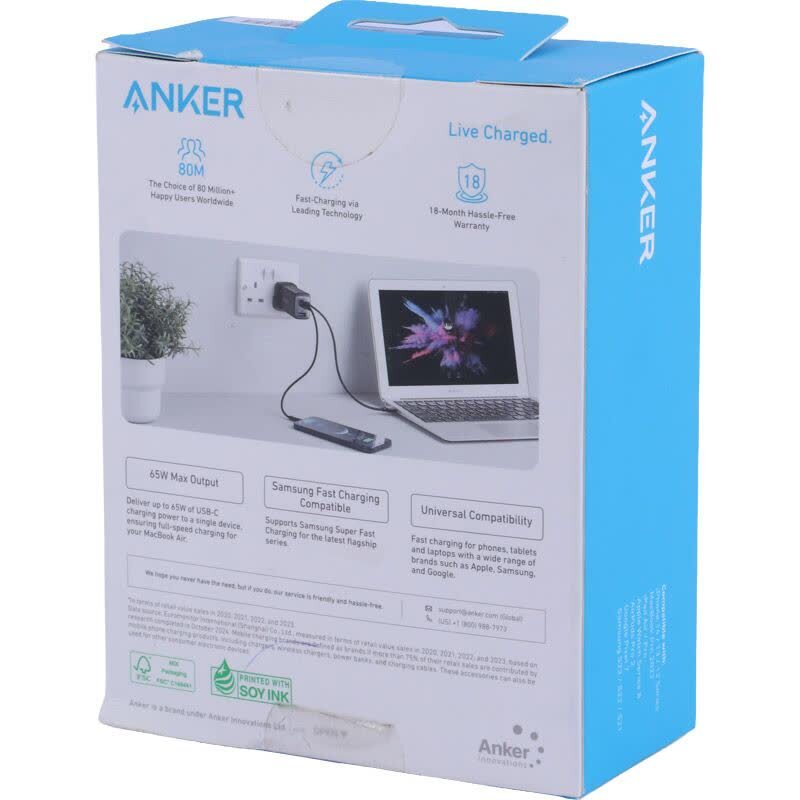 شارژر دیواری 65 وات انکر Powerport III A2667K14 GaN PD 3.25A