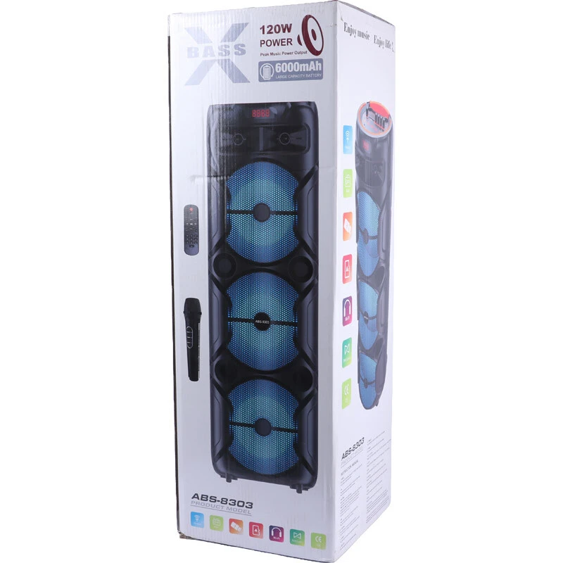 اسپیکر چمدانی بلوتوثی ایکس بیس ABS-8305 + میکروفون و ریموت کنترل