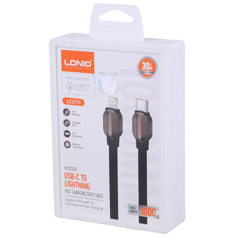 کابل تایپ سی به لایتنینگ فست شارژ 30 وات الدینیو LC211I طول 1 متر