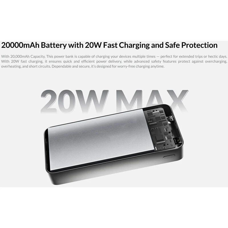 پاور بانک فست شارژ گلوریمی FitCore PD 20W ظرفیت 20000 میلی آمپر ساعت