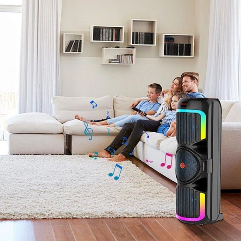 اسپیکر چمدانی بلوتوثی ایکس بیس ABS-8302 + میکروفون و ریموت کنترل