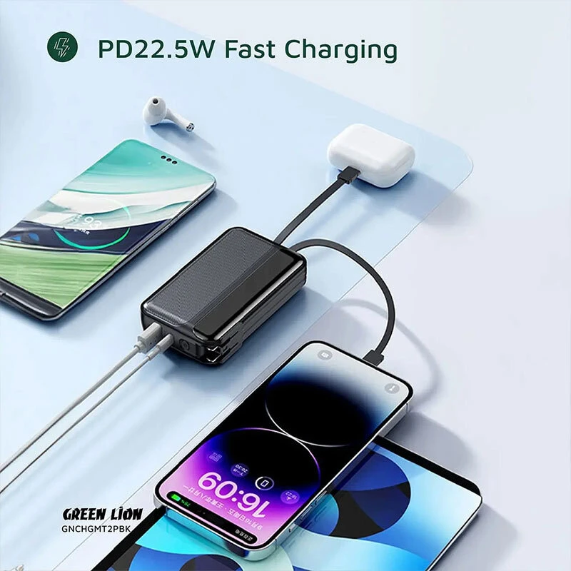 شارژر دیواری و پاور بانک فست شارژ گرین لاین Charge Mate GL-PBX5 PD QC 22.5W ظرفیت 10000 میلی آمپر ساعت