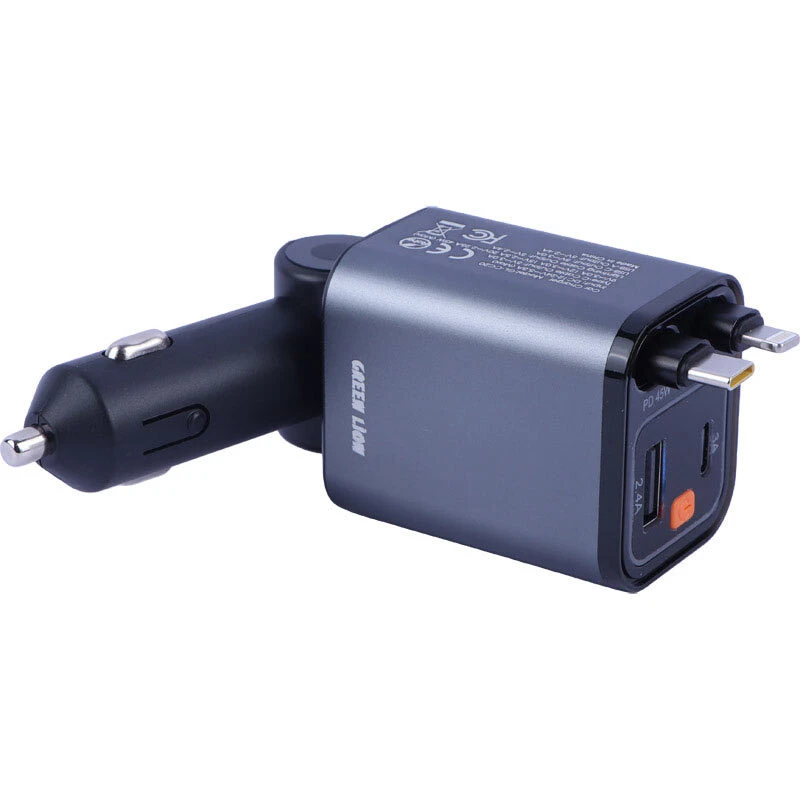 شارژر فندکی 45 وات گرین لاین Retractable GL-CC20 GNRTCC65WGY
