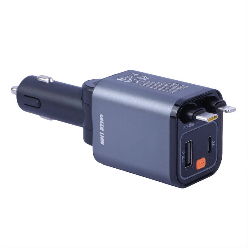 شارژر فندکی 45 وات گرین لاین Retractable GL-CC20 GNRTCC65WGY