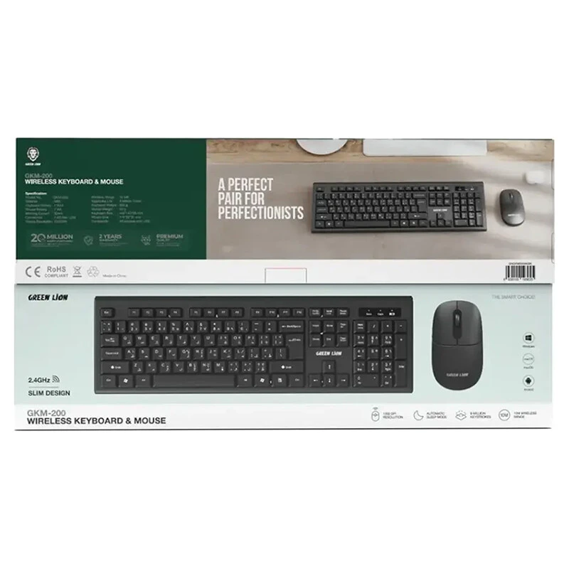 کیبورد و موس بی سیم گرین لاین GKM-200 GNGKM200WK