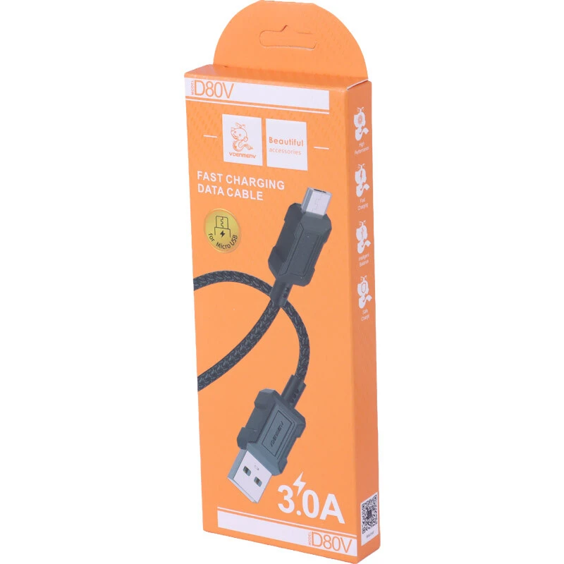 کابل میکرو یو اس بی فست شارژ 3 آمپر دنمن D80V طول 1 متر