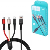کابل سه سر فست شارژ 2.4 آمپر دنمن D02E طول 1.2 متر