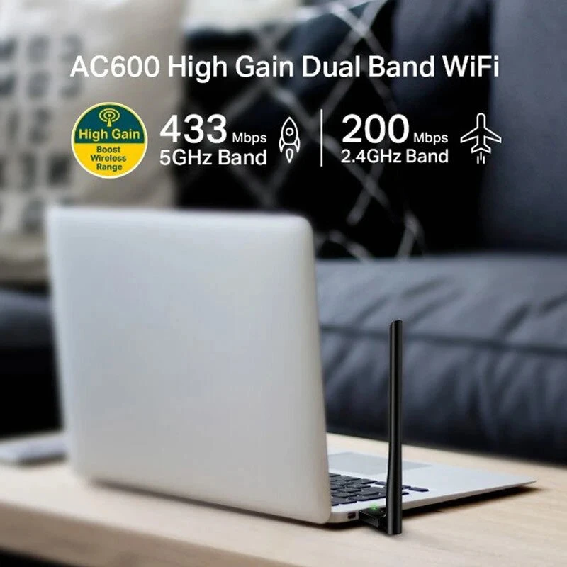 کارت شبکه بی سیم آنتن دار تی پی لینک Archer T2U Plus AC600 433Mbps
