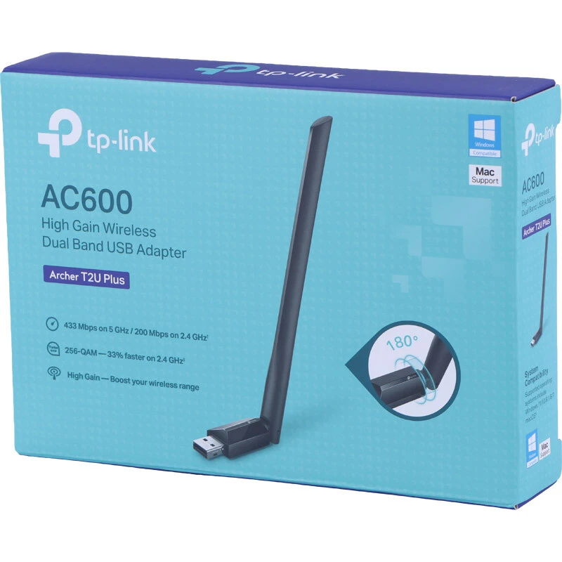 کارت شبکه بی سیم آنتن دار تی پی لینک Archer T2U Plus AC600 433Mbps