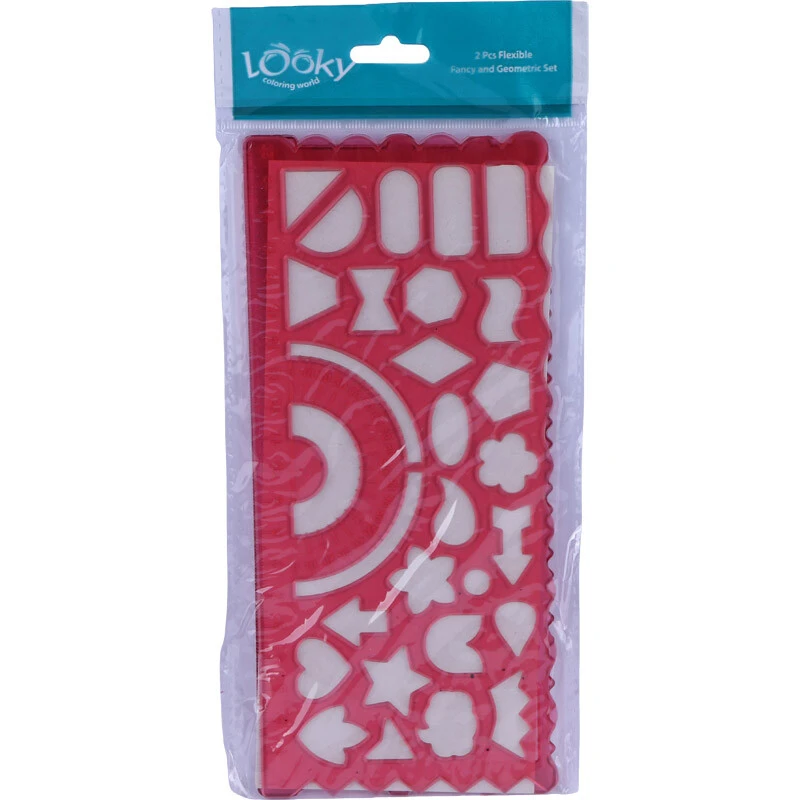 خط کش شابلون دار ژله ای Looky NO.9401 20cm بسته 2 عددی