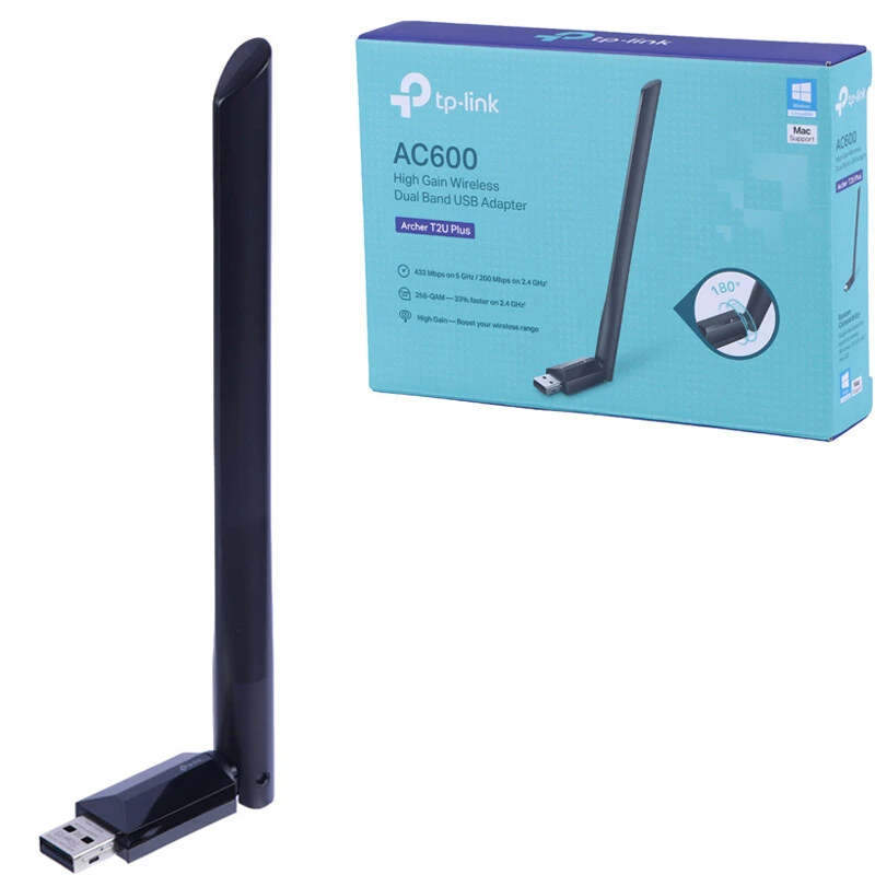 کارت شبکه بی سیم آنتن دار تی پی لینک Archer T2U Plus AC600 433Mbps