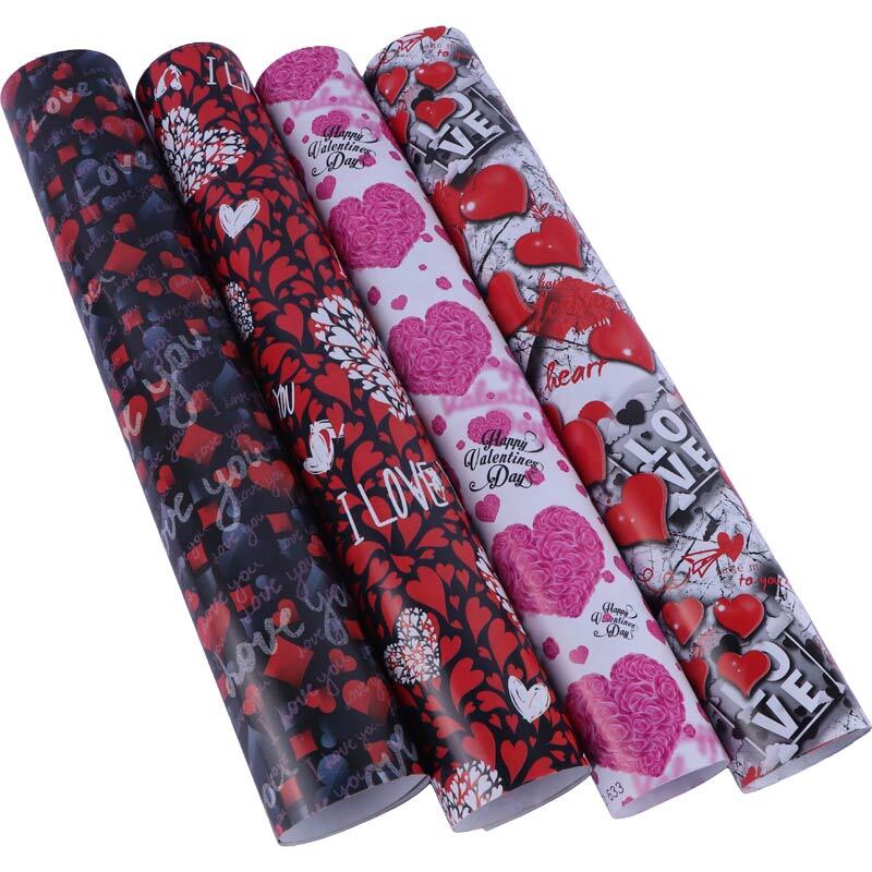 کاغذ کادو گلاسه طرح قلب بسته 50 عددی