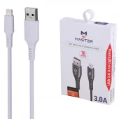 کابل لایتنینگ فست شارژ 3 آمپر مستر لینک پلاس ETM 004 طول 1 متر