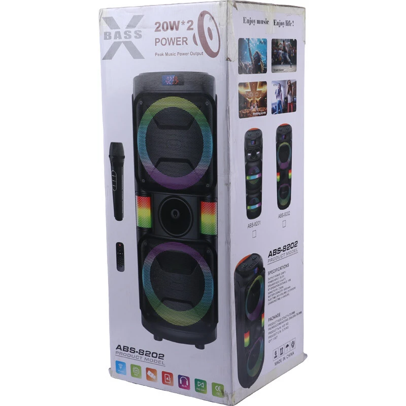 اسپیکر چمدانی بلوتوثی ایکس بیس ABS-8202 + میکروفون و ریموت کنترل