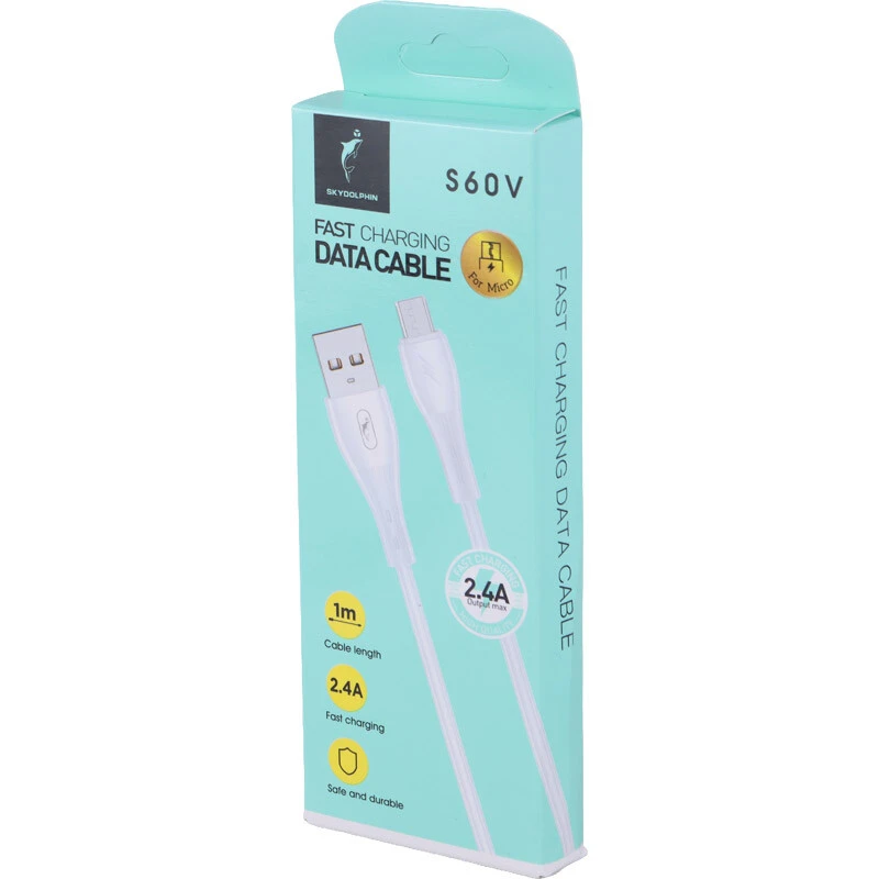 کابل میکرو یو اس بی فست شارژ 2.4 آمپر اسکای دلفین S60V طول 1 متر