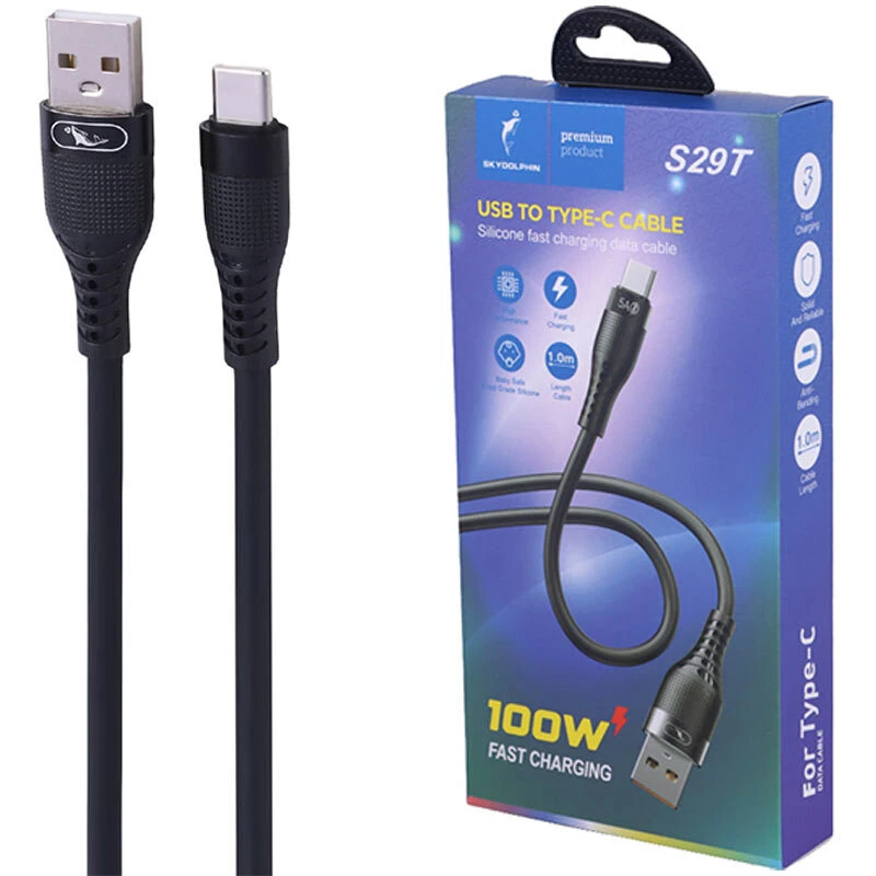 کابل تایپ سی فست شارژ 100 وات اسکای دلفین S29T طول 1 متر