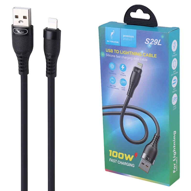کابل لایتنینگ فست شارژ 5 آمپر اسکای دلفین S29L طول 1 متر