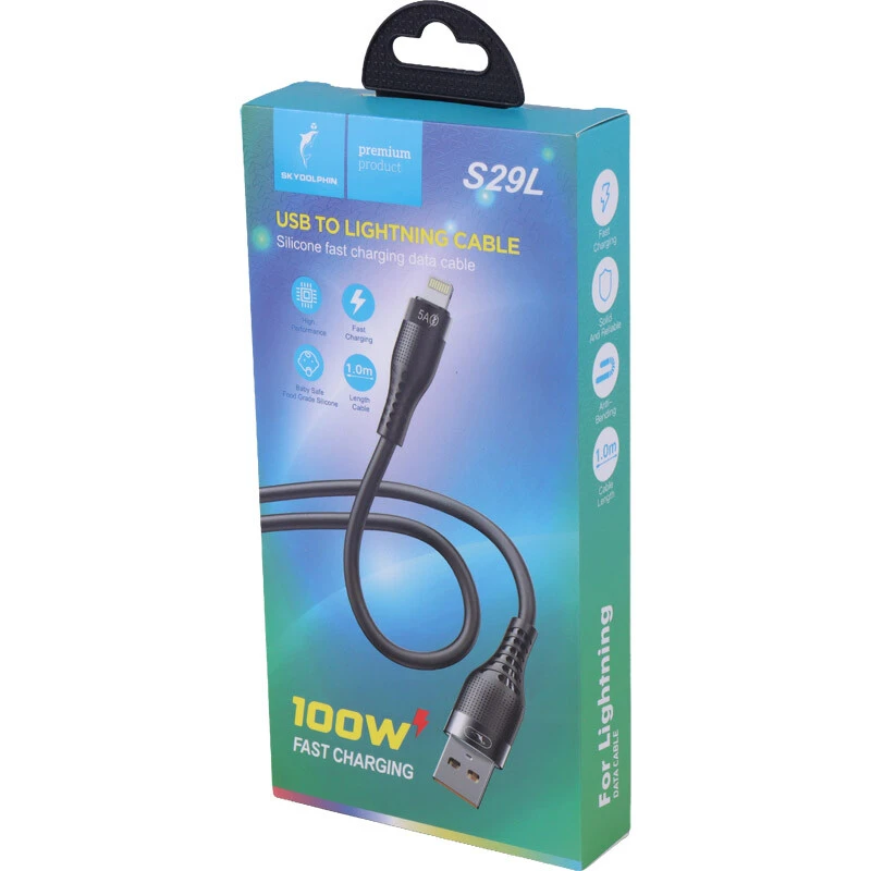کابل لایتنینگ فست شارژ 5 آمپر اسکای دلفین S29L طول 1 متر