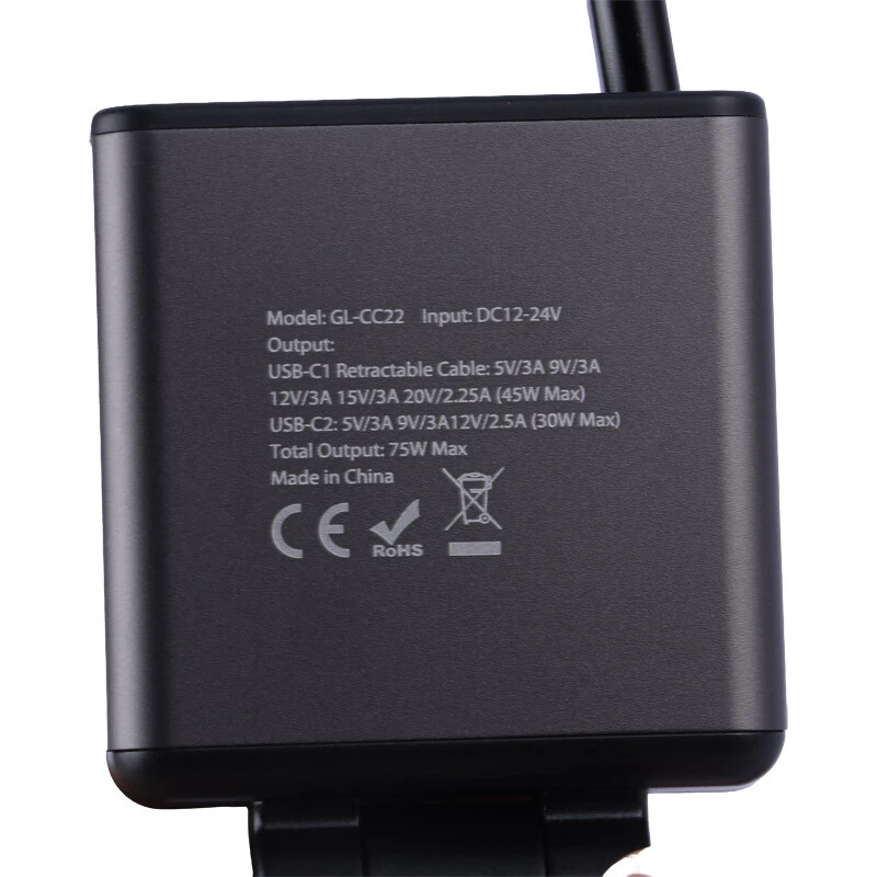 شارژر فندکی 45 وات گرین لاین GL-CC22 GNRT75WCCGY