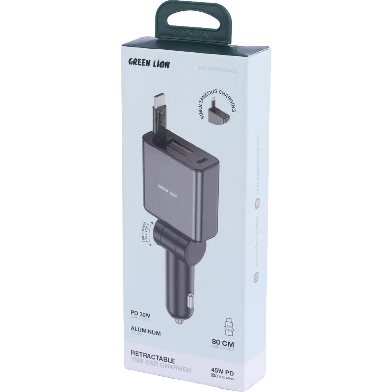 شارژر فندکی 45 وات گرین لاین GL-CC22 GNRT75WCCGY