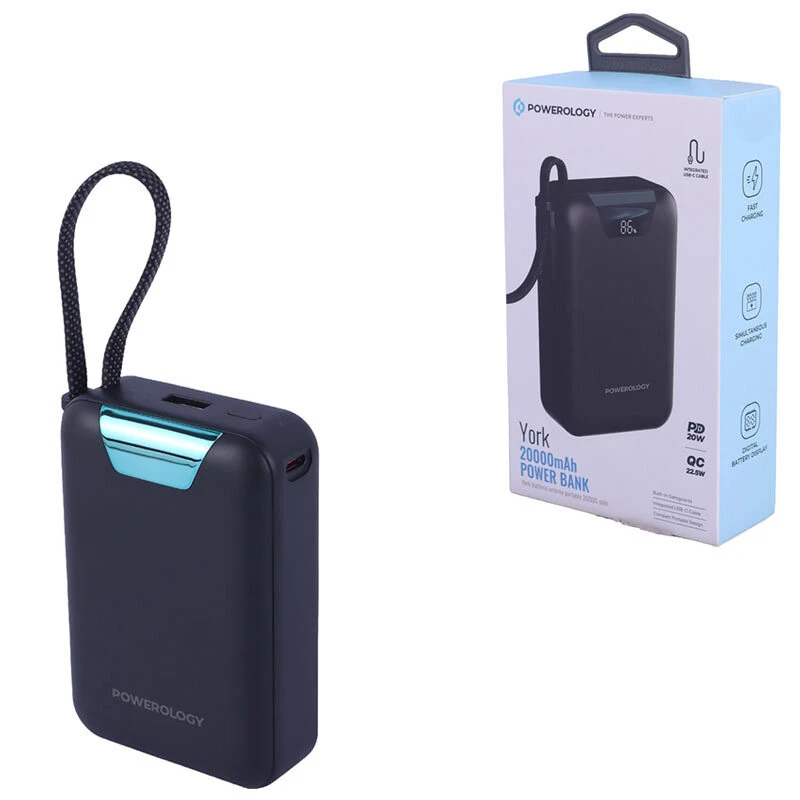 پاور بانک فست شارژ پاورولوژی York PPBM102 QC PD 22.5W ظرفیت 20000 میلی آمپر ساعت