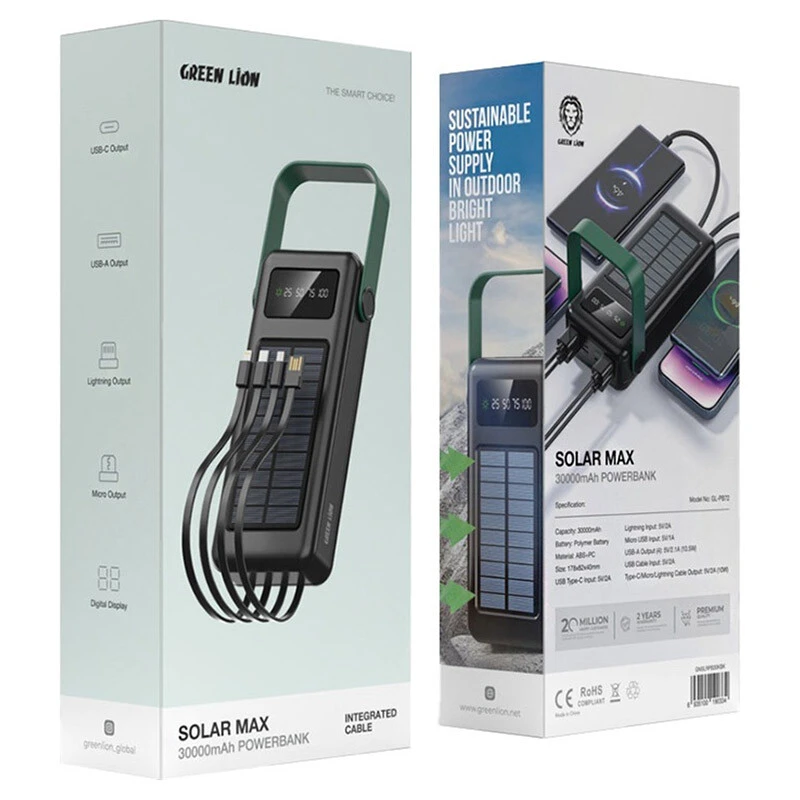 پاور بانک خورشیدی گرین لاین Solar Max GL-PB72 GNSLRPB30K 10.5W ظرفیت 30000 میلی آمپر ساعت