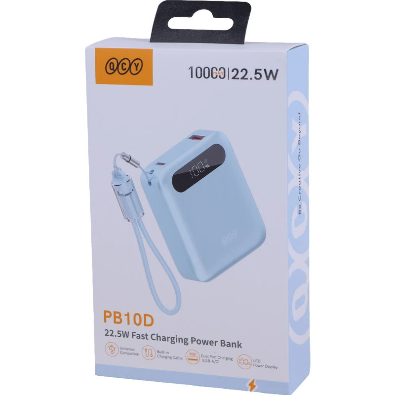 پاور بانک فست شارژ کیو سی وای PB10D PD 22.5W ظرفیت 10000 میلی آمپر ساعت